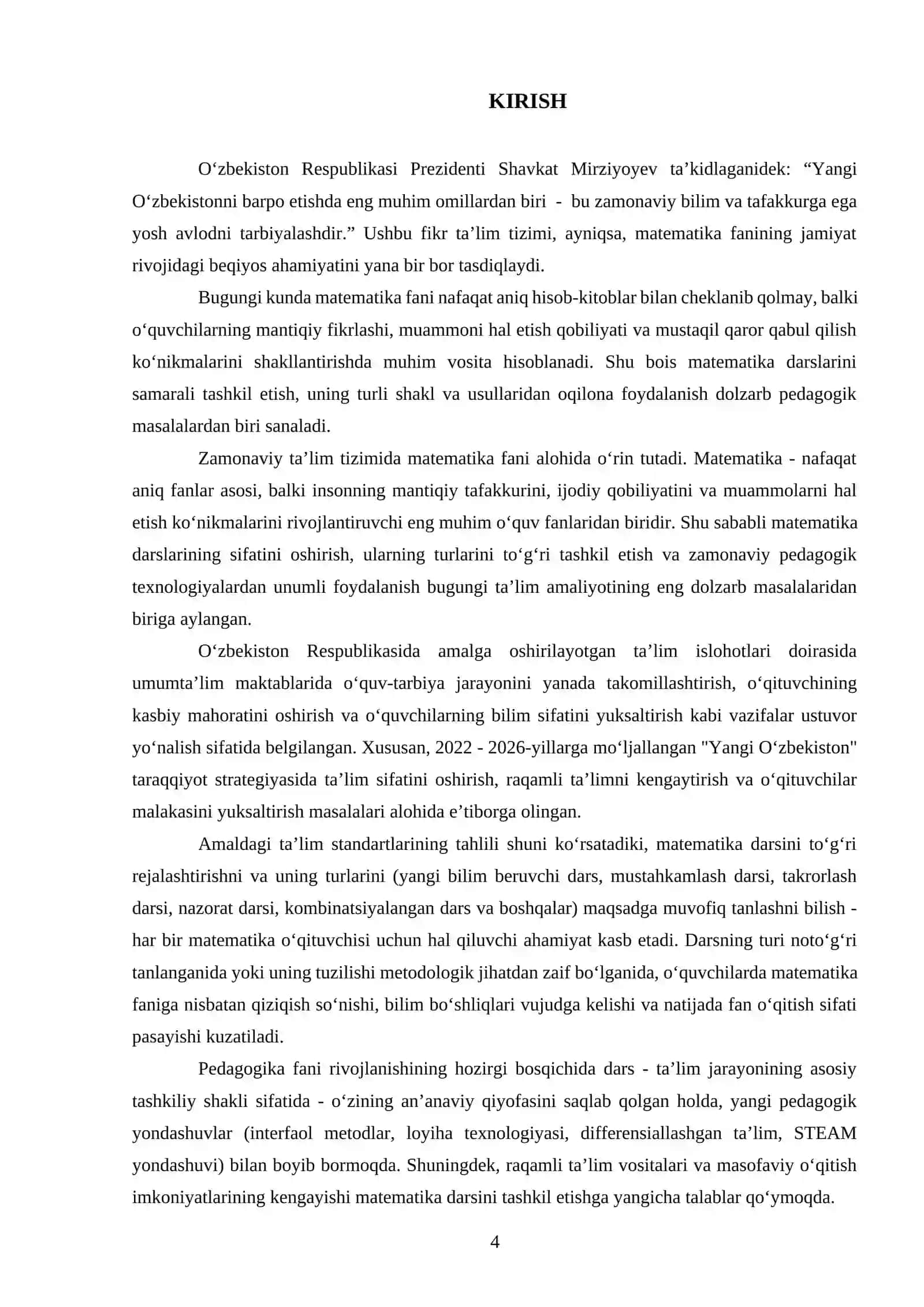 Matematika darsi va uning turlari 4