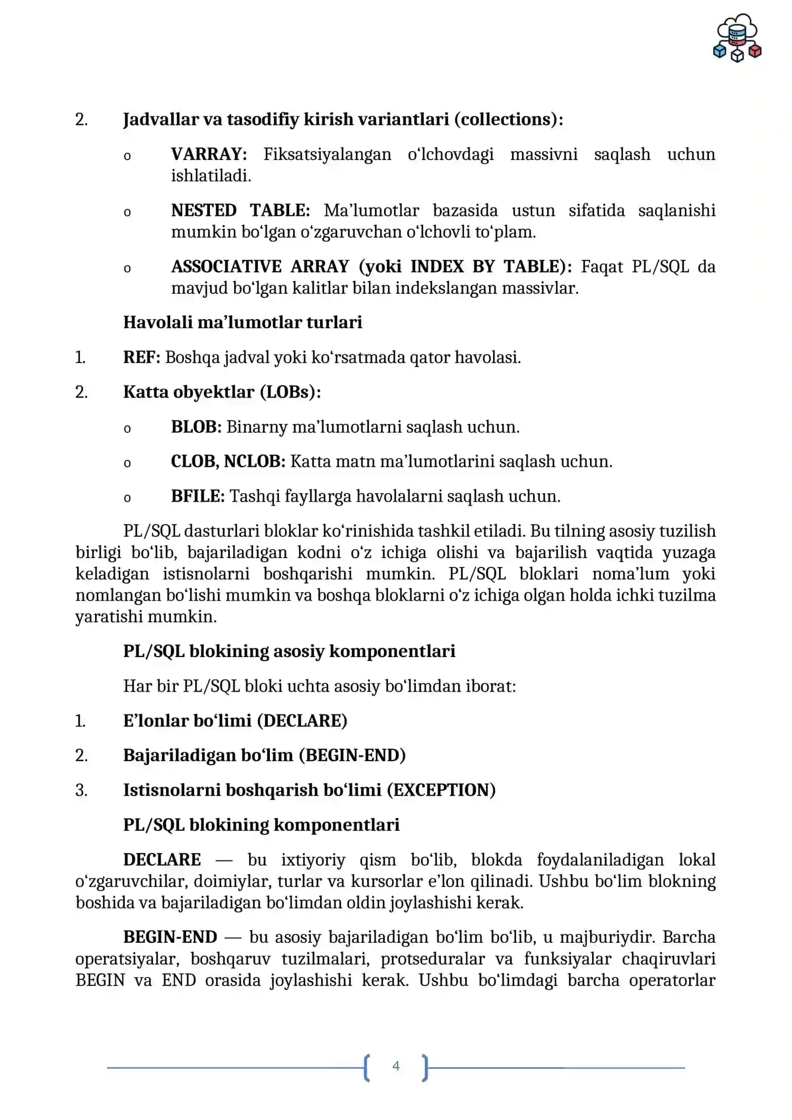 PL/SQL (Procedural Language/Structured Query Language) 4