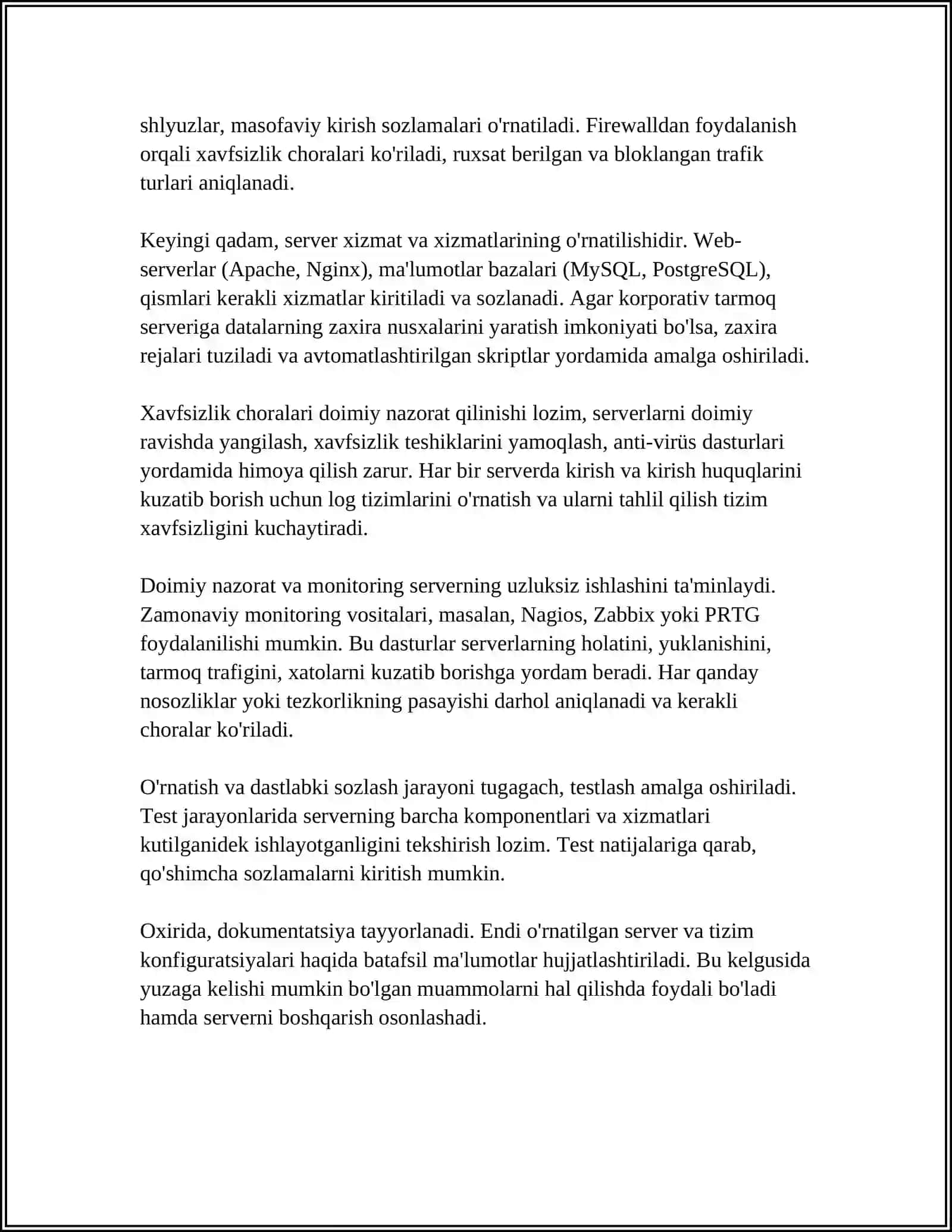 SERVER TARMOQ TIZIMINI EKSPLUATATSIYASI 4