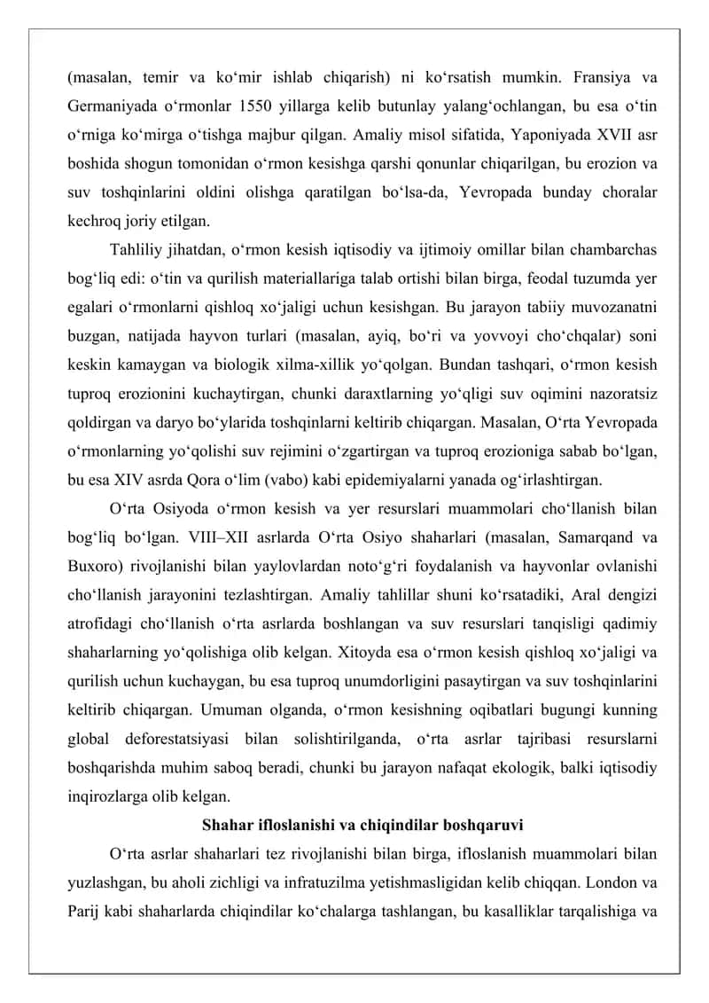 O‘rta asrlar ekologik muammolari maqola 4