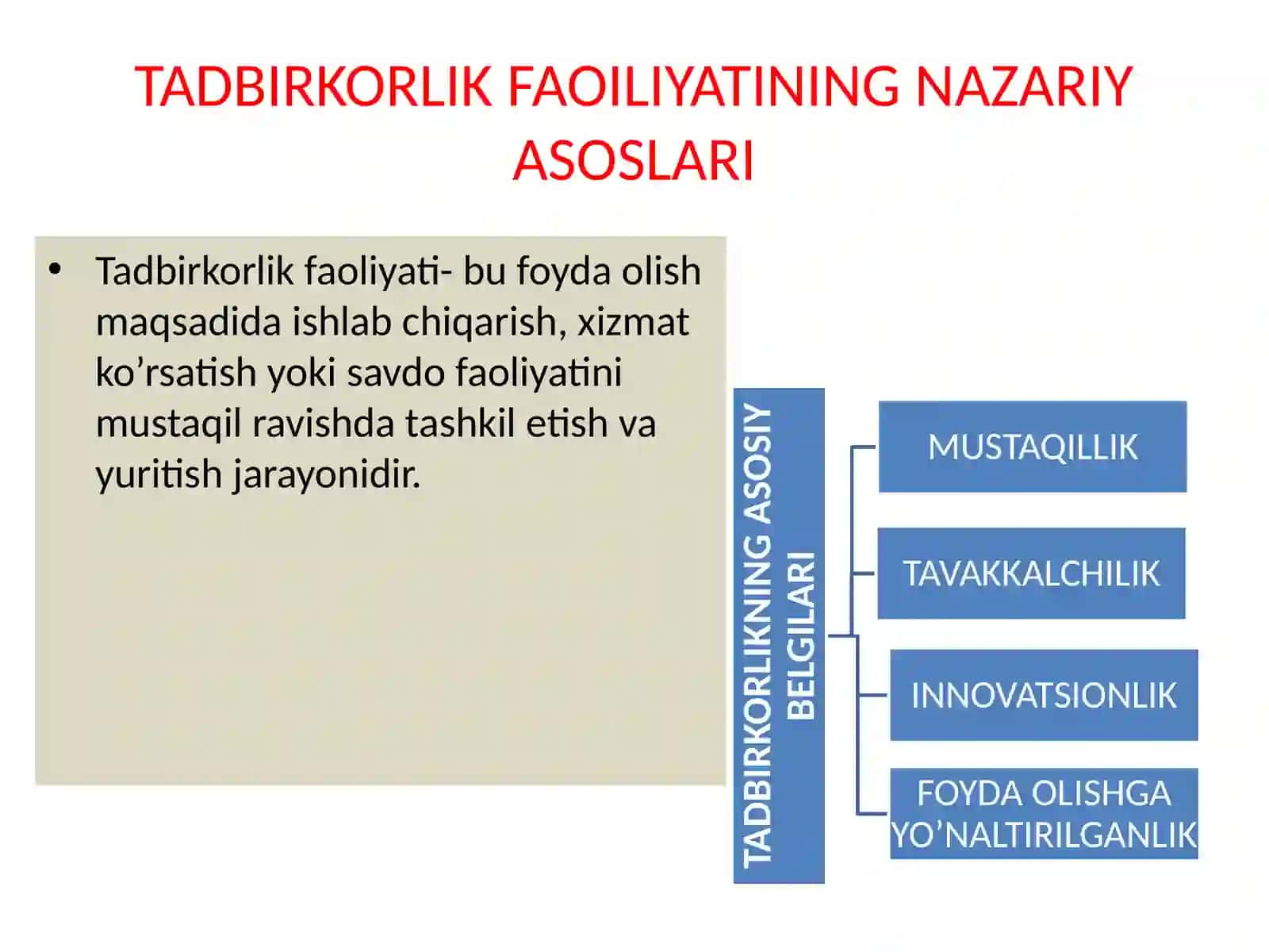 tadbirkorlik faoliyatining mohiyati va iqtisodiy mazmuni 4