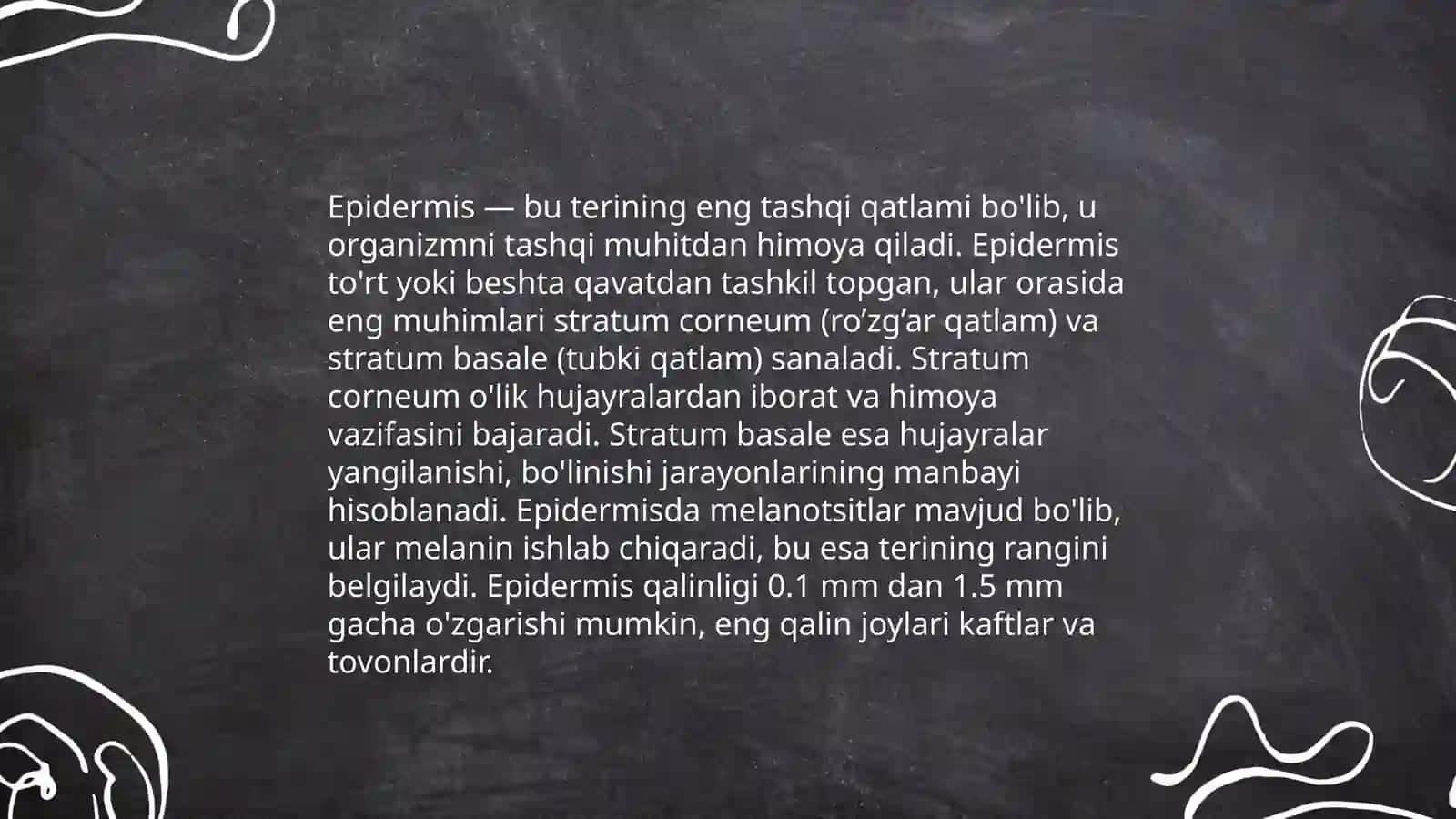 Teri va soch tuzilishi. Epidermis va derma qavatlari 4