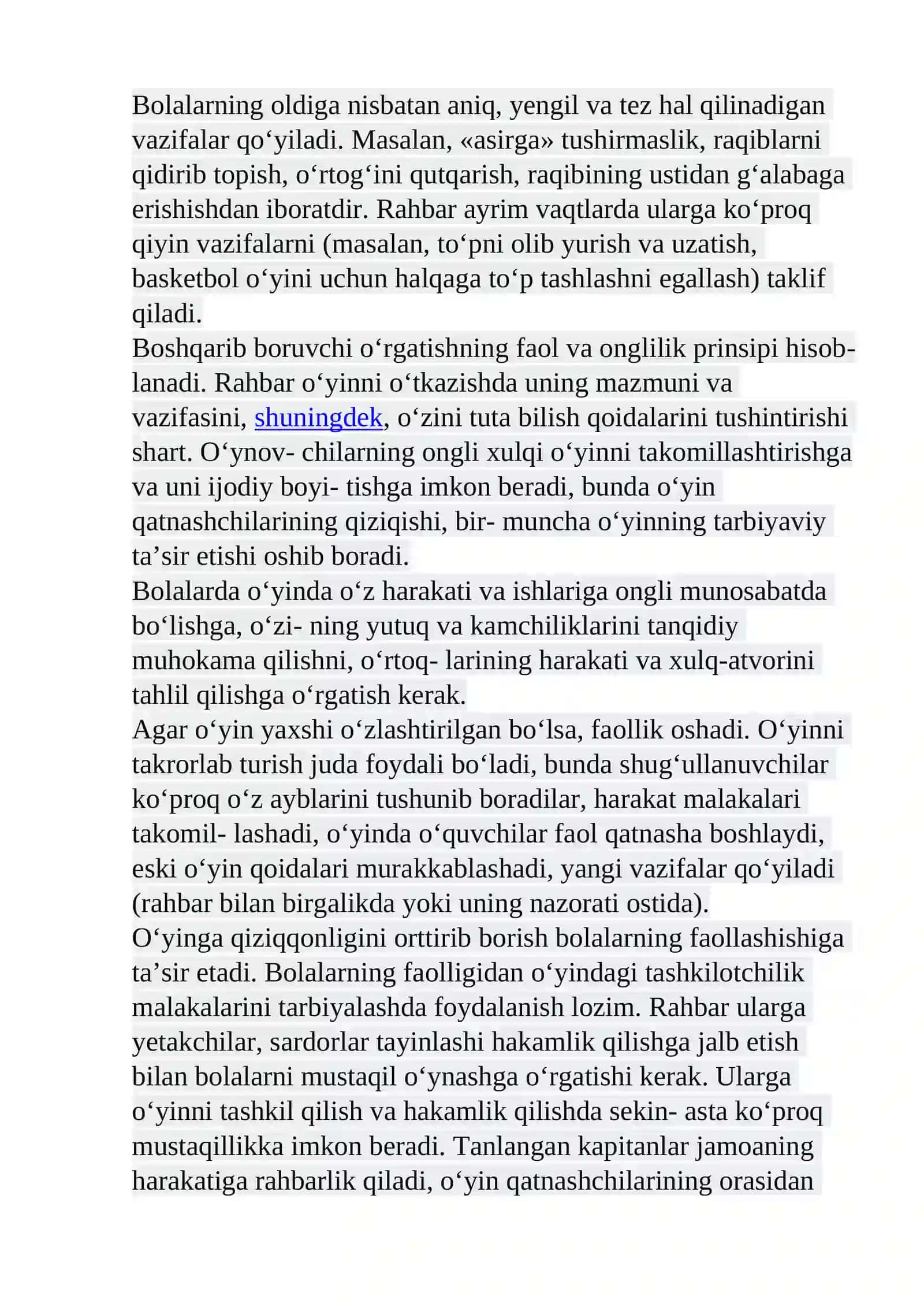 O’yin raxbarining asosiy vazifalari o’yin jarayoniga raxbarlik qilish 4