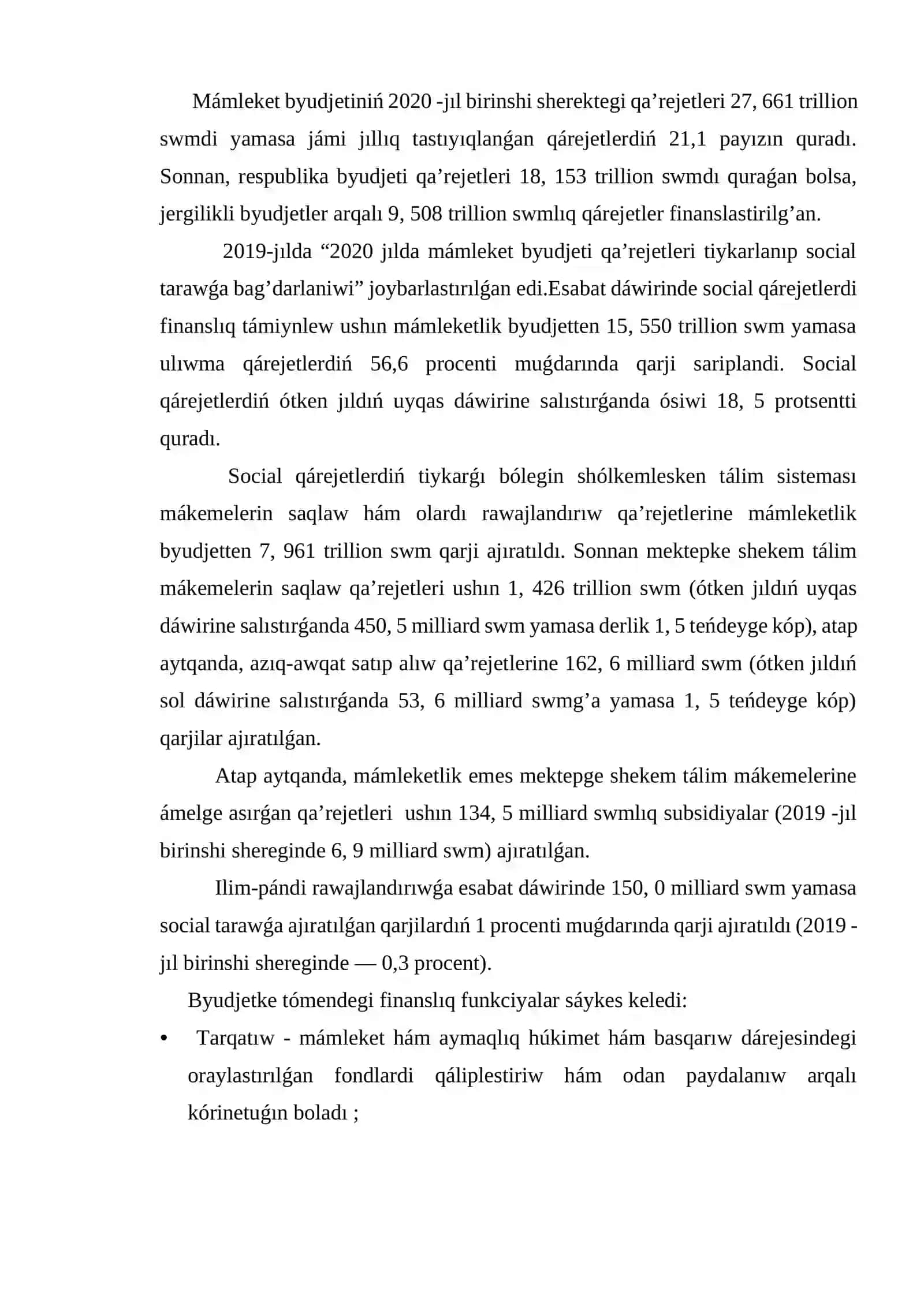 O’zbekstan Respublikasi ma’mleket byudjetlerinin’ da’ramatlari ha’m qa’rejetleri 4