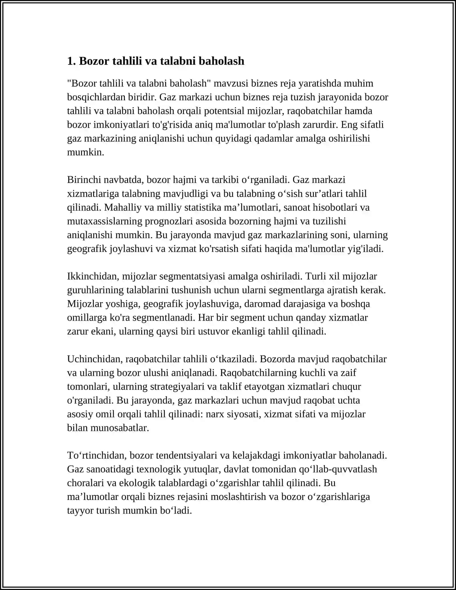 BIZNES REJA YARATISH 4