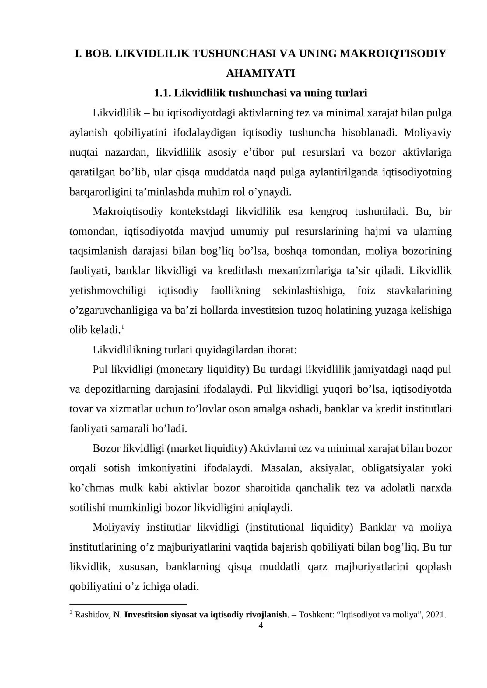 LIKVIDLILIK VA INVESTITSION TUZOQ 4