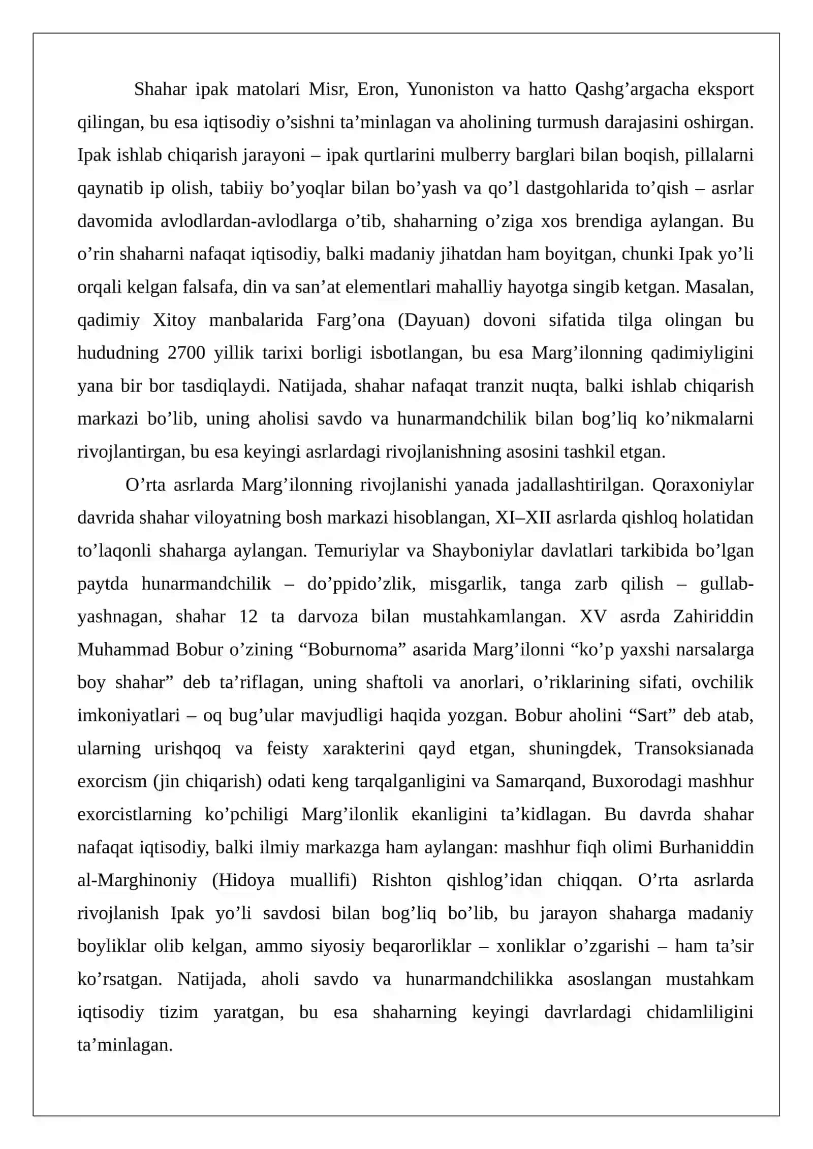 Marg’ilon shahar tarixi, dini, etnik tarkibi, turmush tarzi va milliy urf-odatlari 4