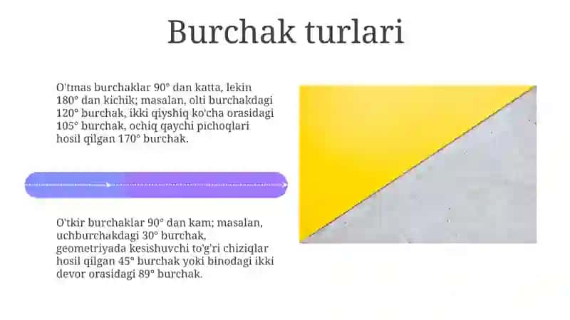 Burchak o'lchovlari turlarini aniqlash 4
