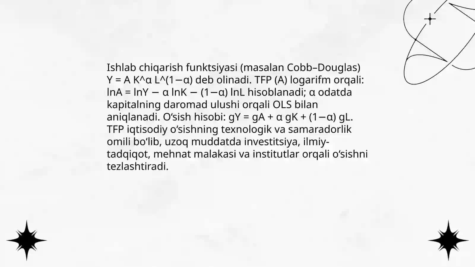Makroiqtisodiy indikatorlarni ishlab chiqarish funktsiyalari yordamida tadqiq qilish 4