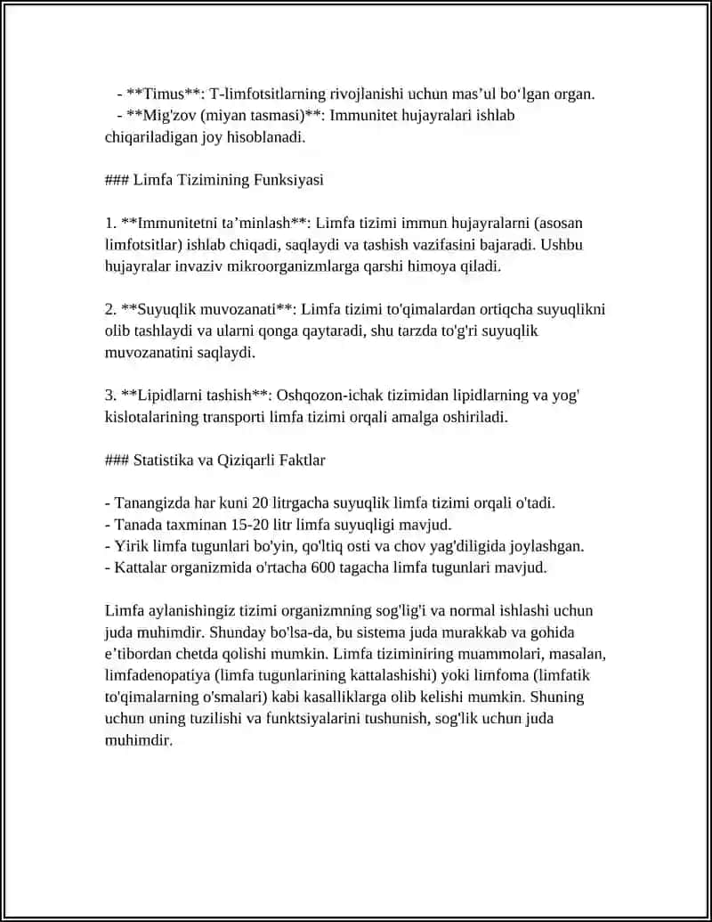 LIMFA AYLANISHI TIZIMINI OʻRGANISH 4