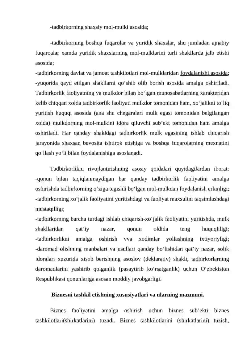Biznesni tashkil etish 4