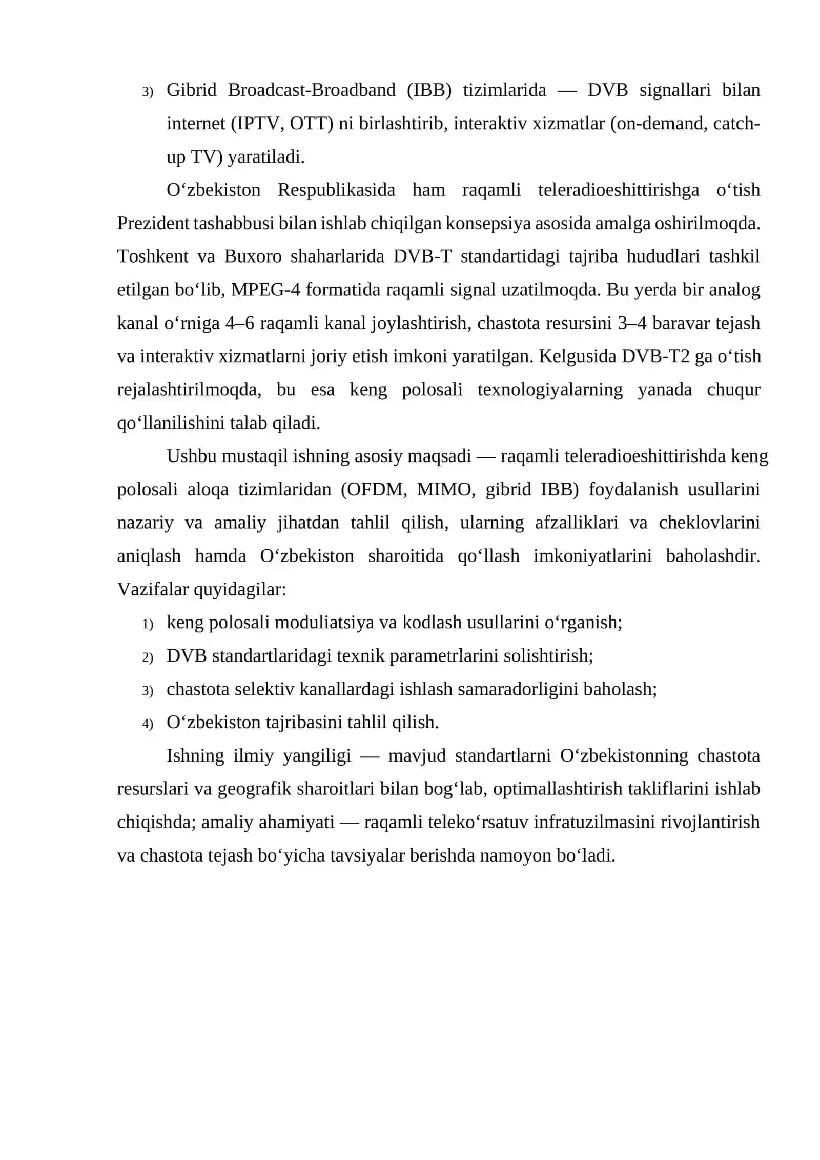 Raqamli teleradioeshittirishda keng polosali aloqa tizimlaridan foydalanish usullari 4