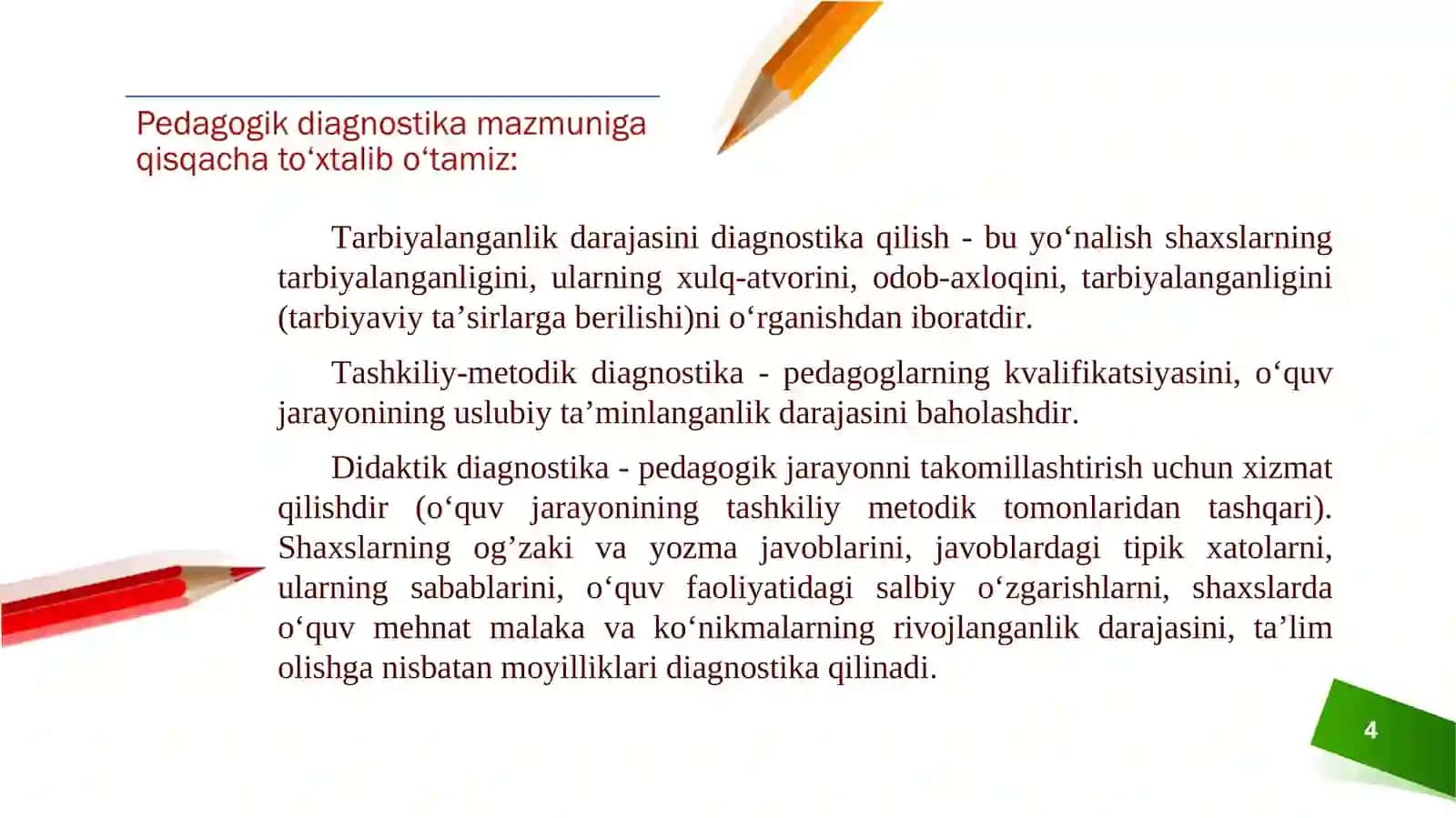 Pedagogik diagnostika va tadqiqot ma’lumotlarini taxlil qilish 4