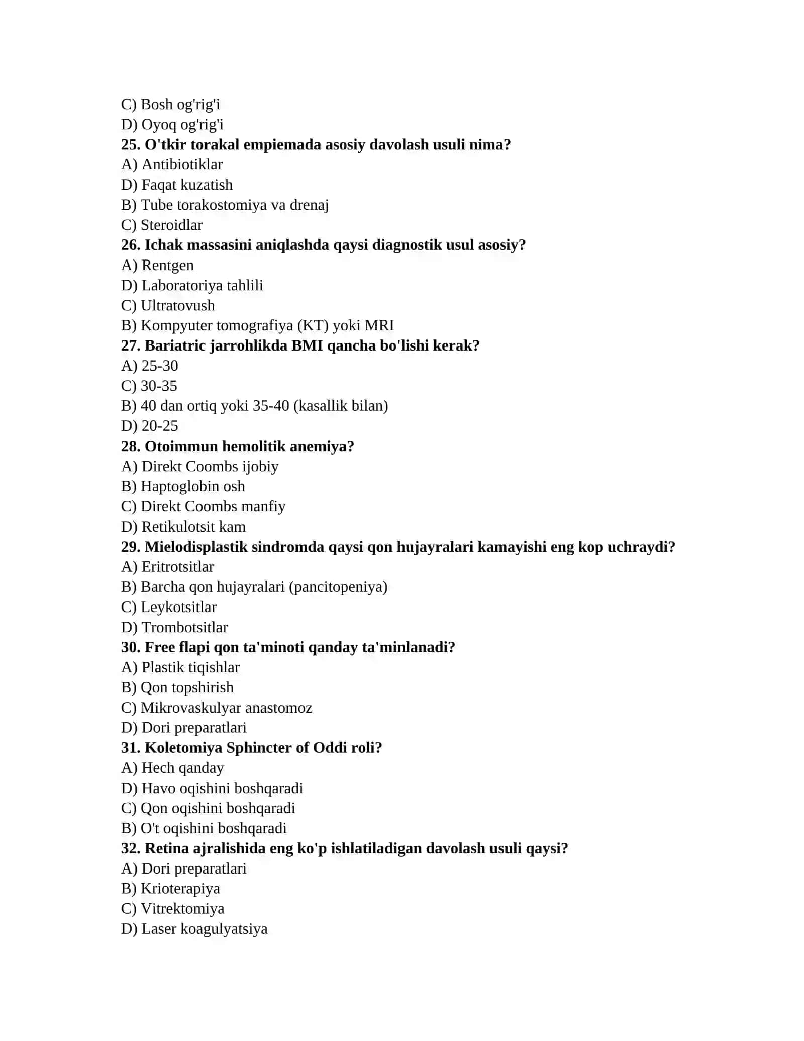 Tibbiyot magistratura testlari 4