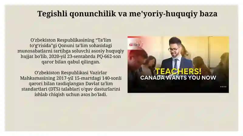 Normativ o'qitish hujjatlari bilan tanishish 4