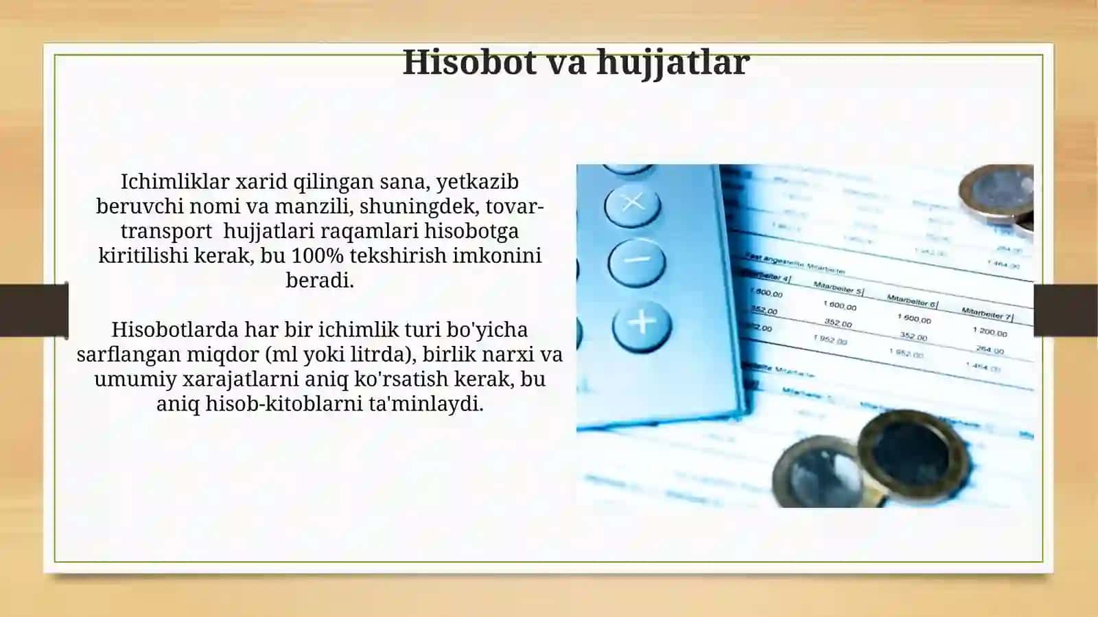 Bevosita xarajatlar hisobi 4