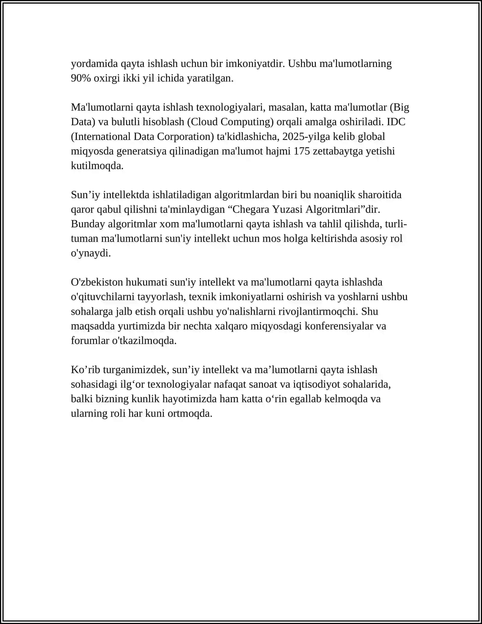 TARMOQ TEXNOLOGIYALARI YORDAMIDA MA'LUMOTLARNI QAYTA ISHLASH USULLARI 4