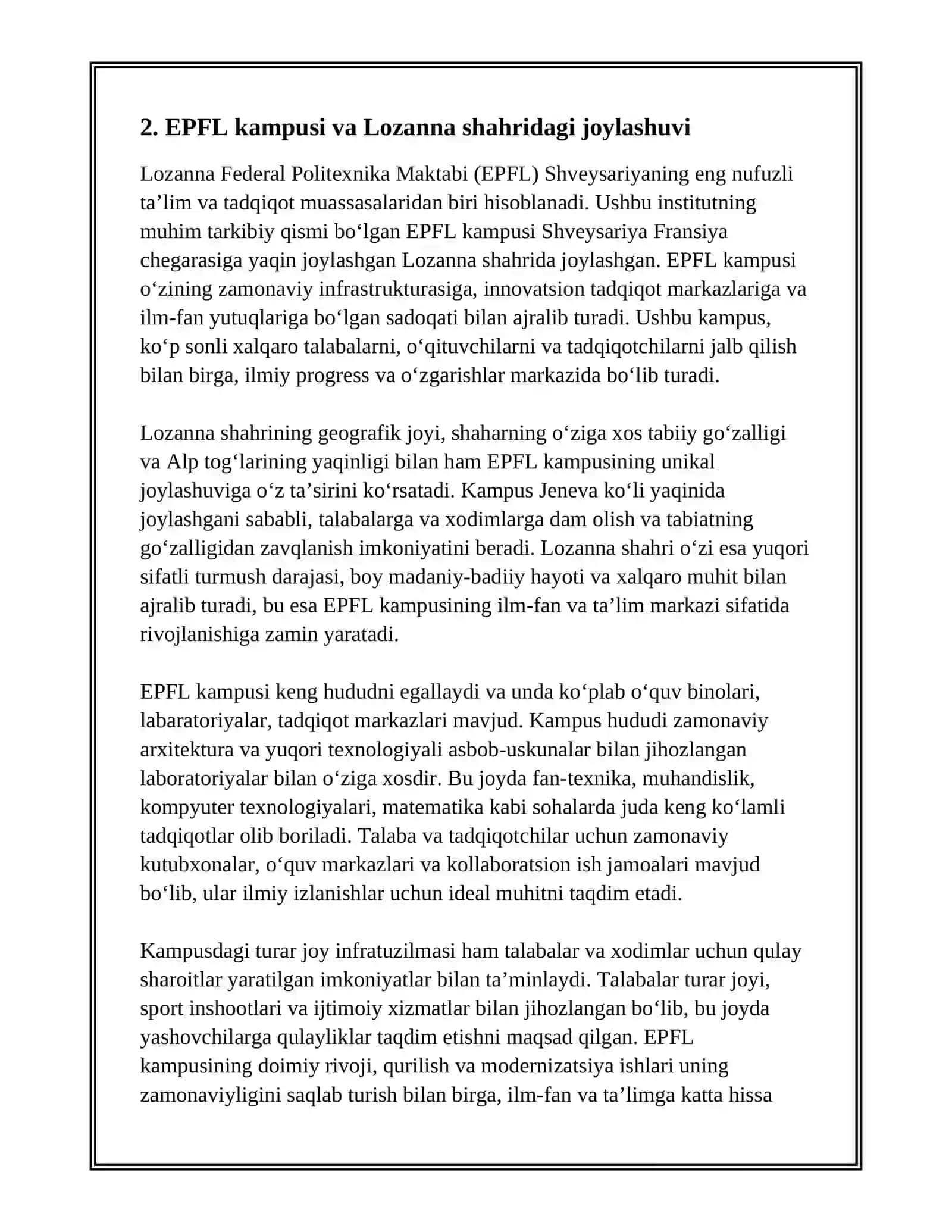 LOZANNA FEDERAL POLITEXNIKA MAKTABI (EPFL, SHVEYTSARIYA) 4