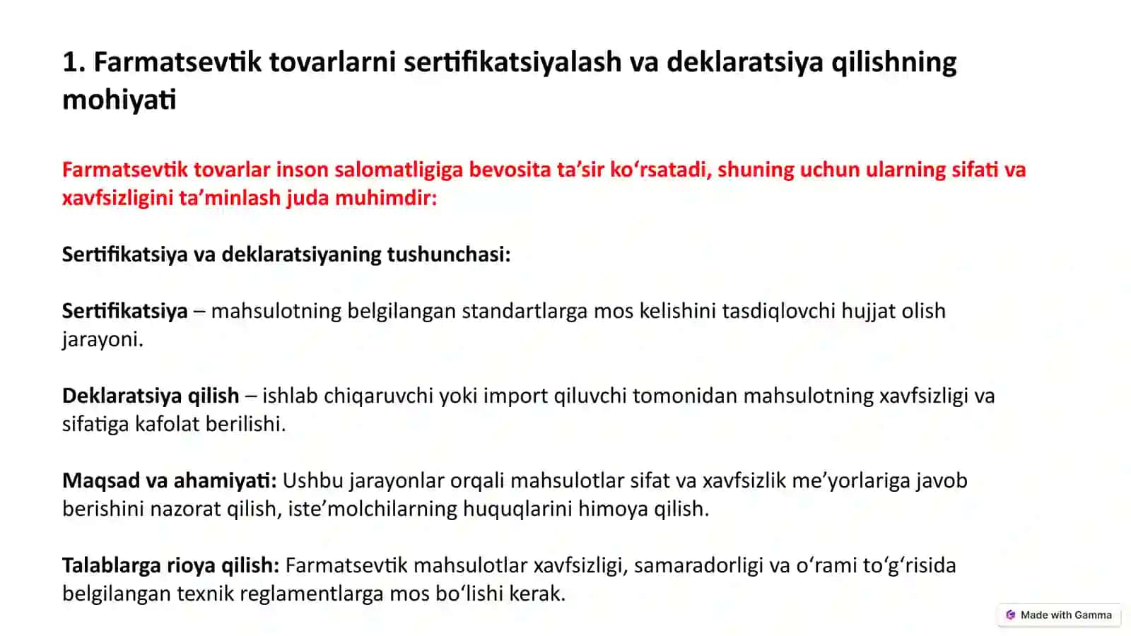 Farmatsevtik Tovarlarning Sertifikatsiyasi va Deklaratsiya Qilish 4