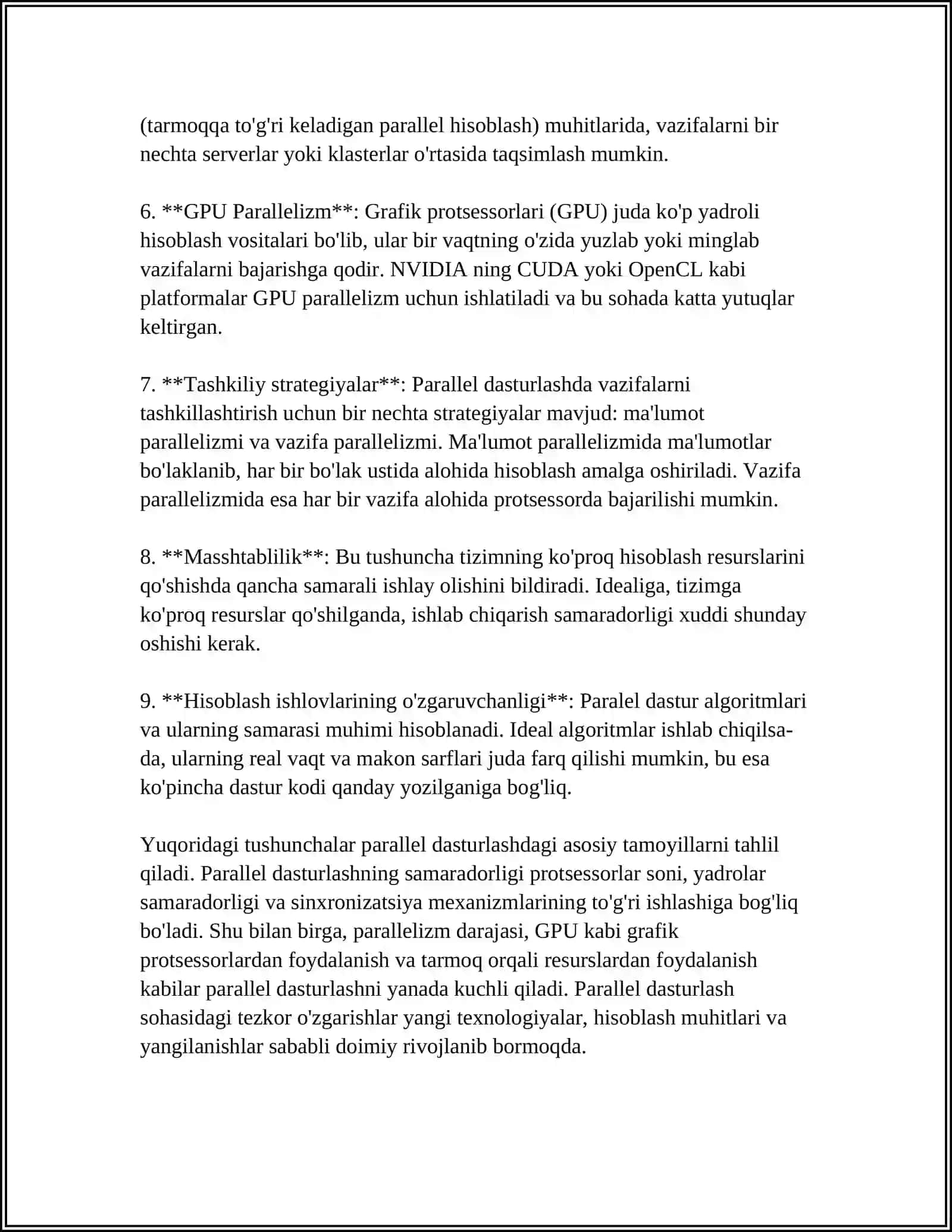 PARALLEL DASTURLASHDA INTUITIV MODELLAR: PARALLEL DASTURLASH UCHUN INTUITIV TUSHUNCHA VA MODELLAR 4