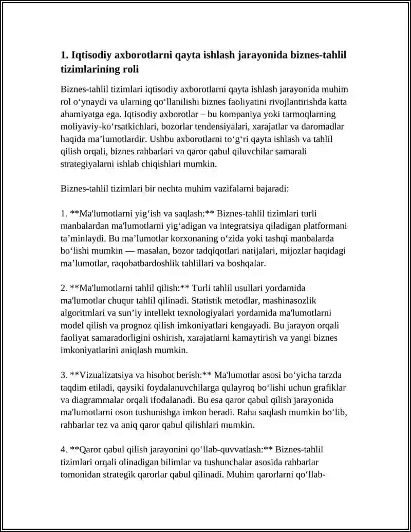 Iqtisodiy axborotlarni qayta ishlash jarayonida biznes-tahlil tizimlarining roli 4