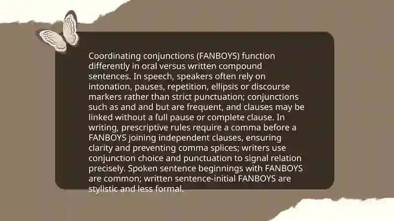 Distinguishing between the structure of a compound sentence in oral and written form of speech 4