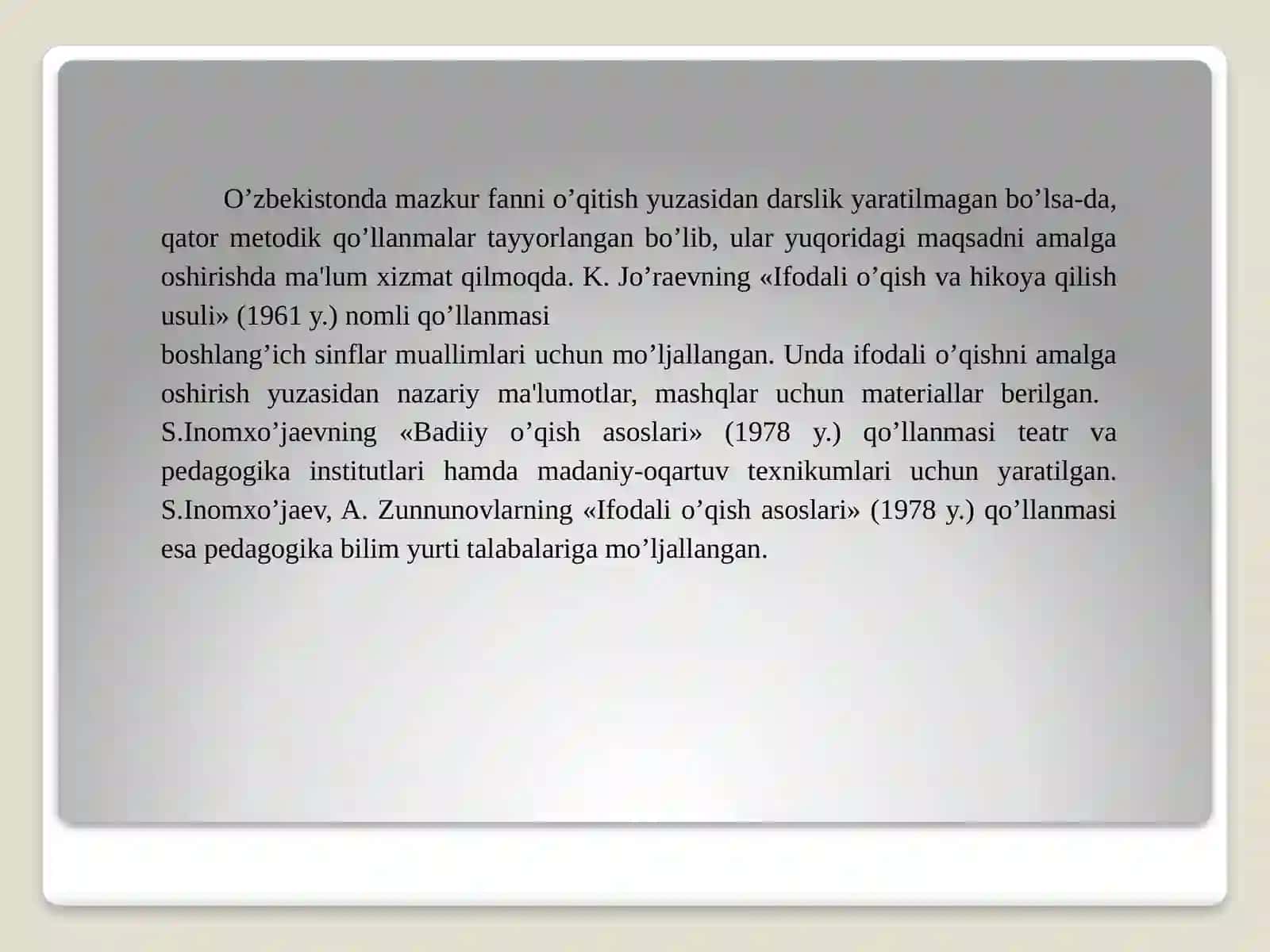 BADIIY O’QISH ASOSLARI 4