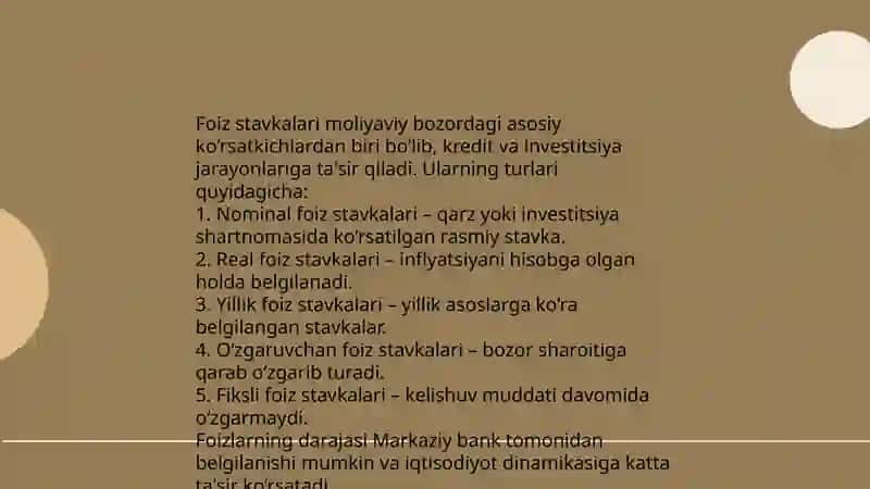 Moliyaviy bozor stavkalari 4