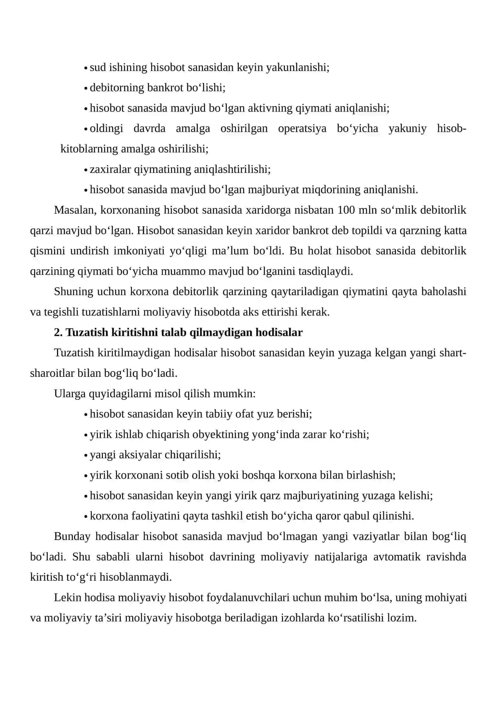 Moliyaviy Hisobot Sanasidan so‘ng Ro‘y Berishi Mumkin Bo‘lgan Holatlarni Baholash 4