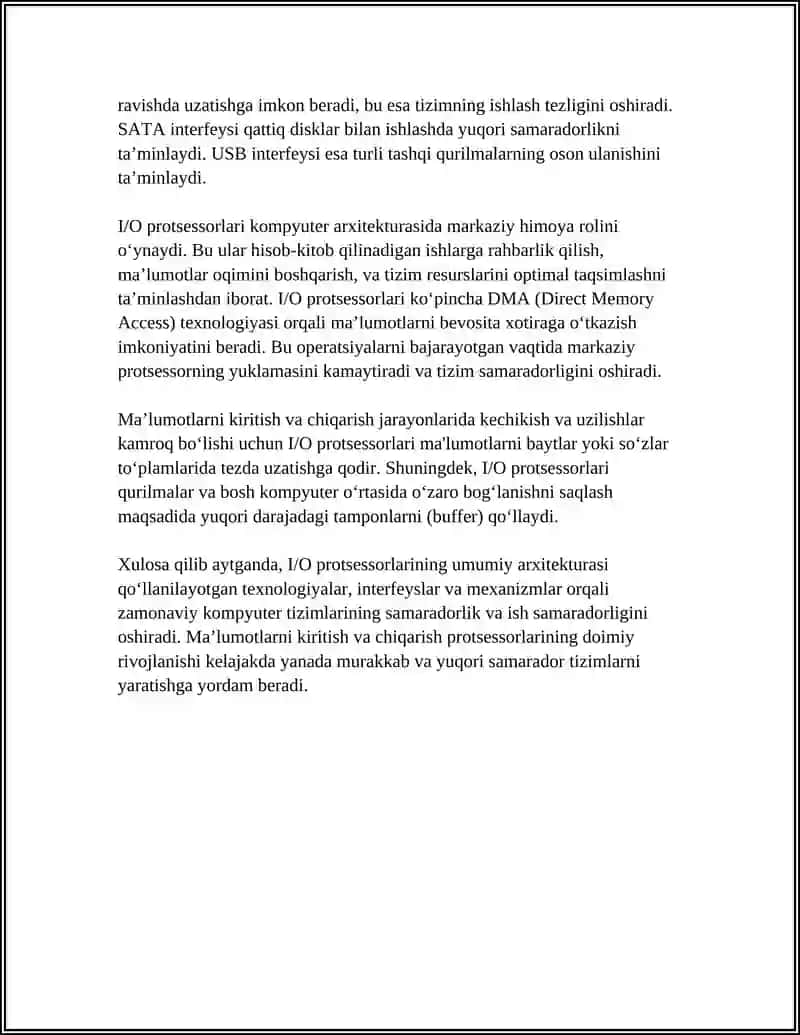 MA’LUMOTLARNI KIRITISH VA CHIQARISH PROTSESSORLARI 4