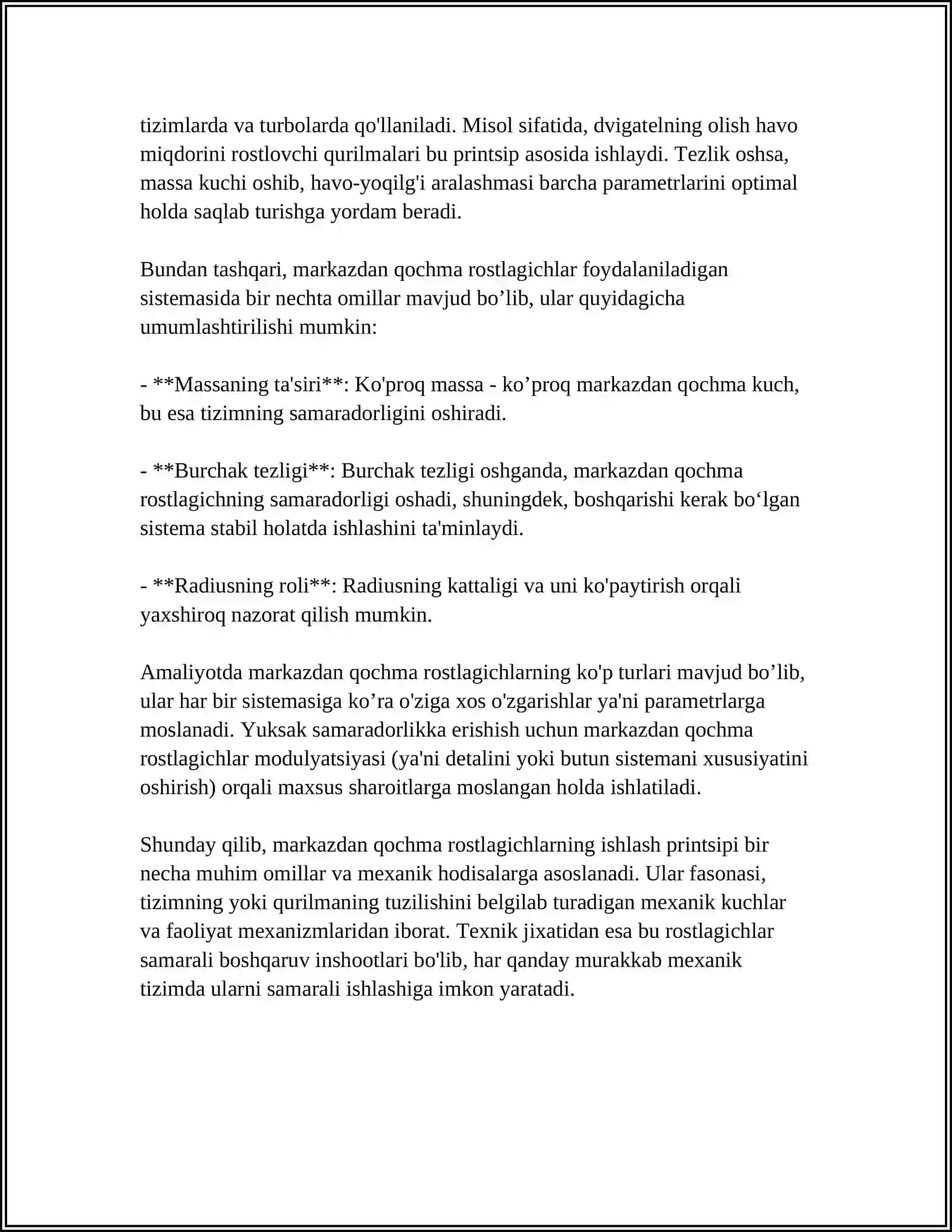 OT OLDIRISHNI ILGARILATISH BURCHAGINI ROSTLASH USULLARI (MARKAZDAN QOCHMA, VAKUUM-ROSTLAGICHLAR, OKTAN-KORREKTOR) 4