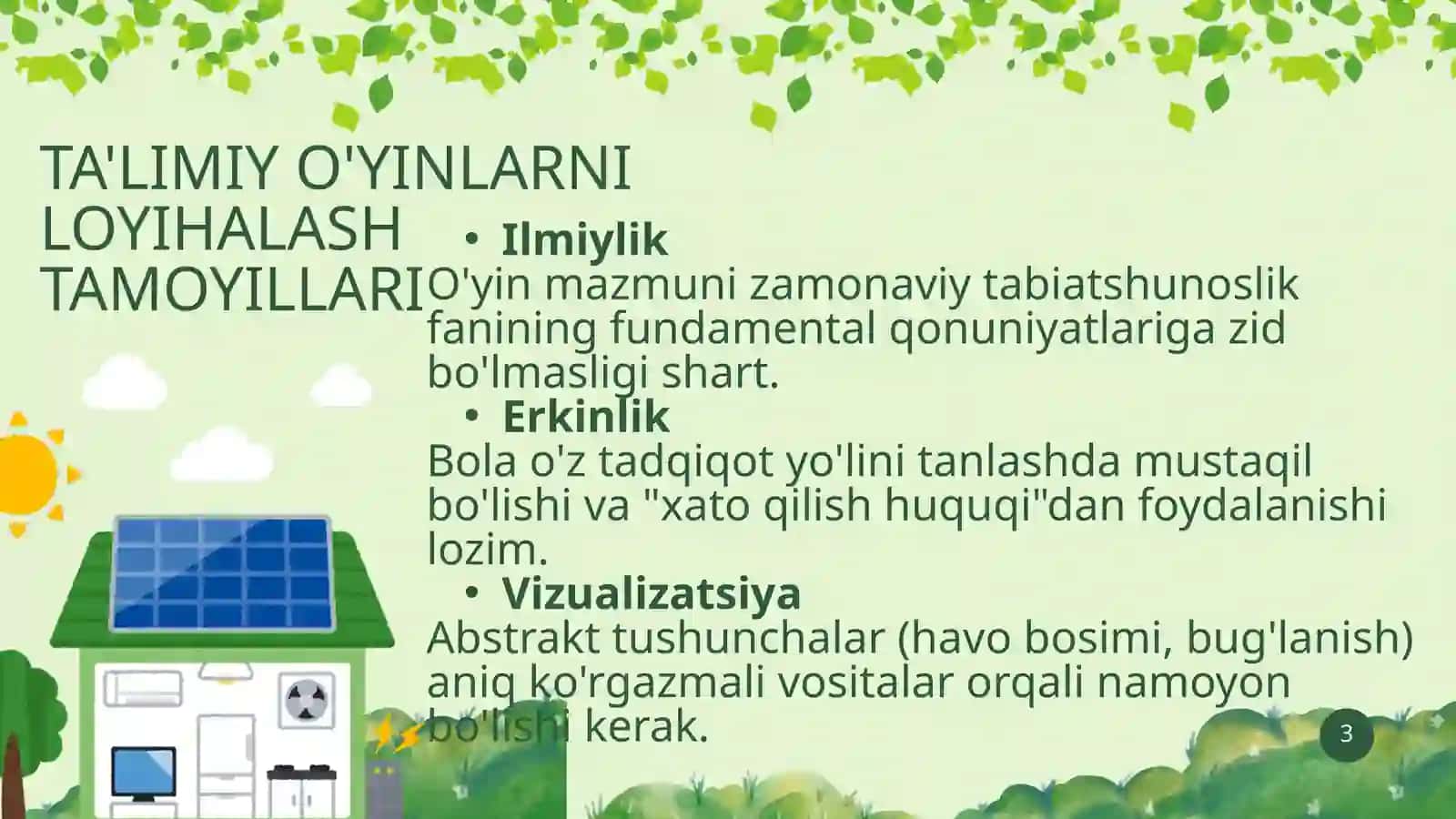 abiatshunoslikka oid ta'limiy o'yinlarni loyihalashtirish. Bolalarda tabiatda oddiy tajribalarni o'tkazishda izlanuvchanlik qobiliyatlarini rivojlantirish 4