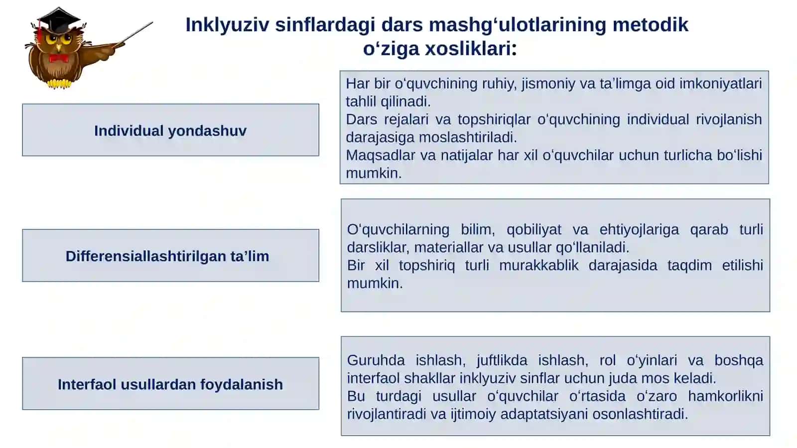 Inklyuzivsinflardadarsmashg‘ulotlariningoʻzigaxosxususiyatlari 4