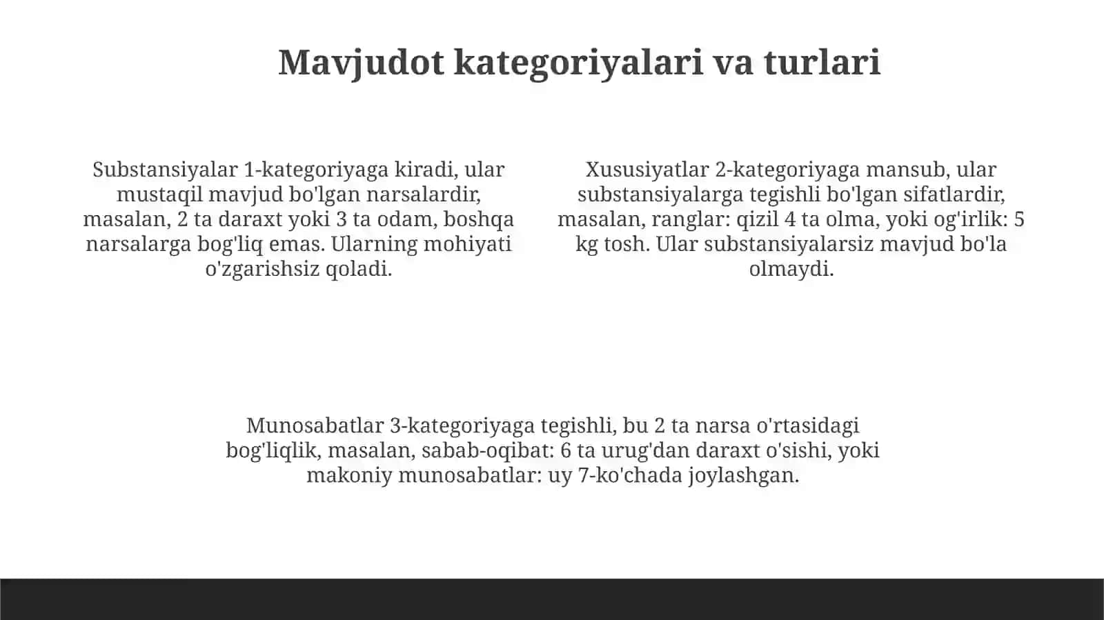 Ontologiya borliq falsafasi boʻyicha 4