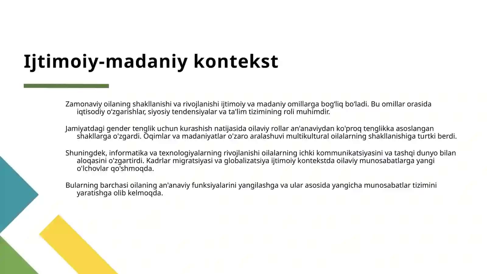 ZAMONAVIY OILALAR RIVOJINING UZIGA XOS XUSUSIYATLARI 4