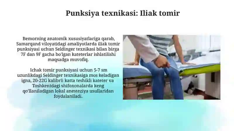 Oʻmrov osti va son venalarini punksiya qilish va kateterlash 4