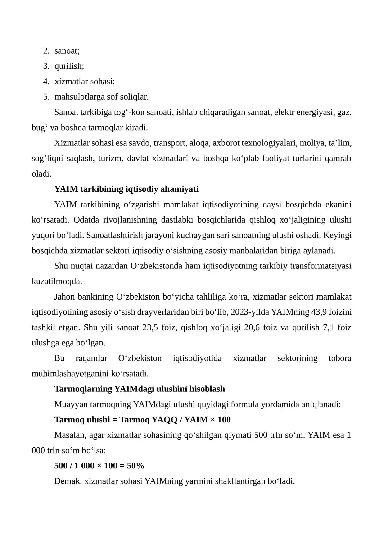 O‘zbekistonda Yalpi Ichki Mahsulotning Tarmoqlar Bo‘yicha Tarkibini Statistik Ma’lumotlar Asosida Tahlil Qilish 4