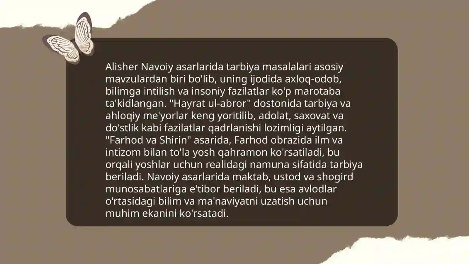 Alisher Navoiyning taʼlim-tarbiya toʻgʻrisidagi qarashlari 4