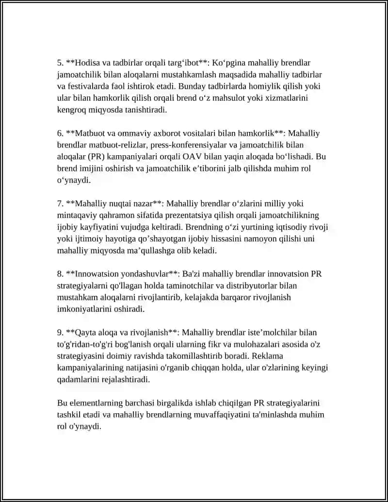 MAHALLIY BRENDLARNING PR KAMPANIYALARI TAHLILI 4