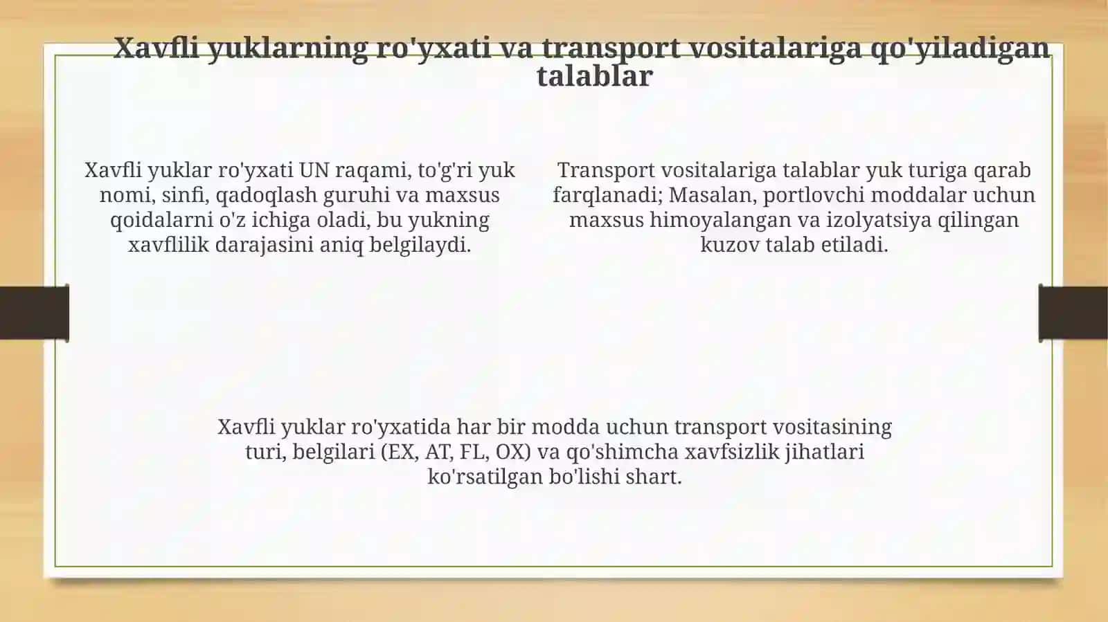 Xavfli yuklarni tashish qoidalari: Asosiy talablar va klassifikatsiya 4