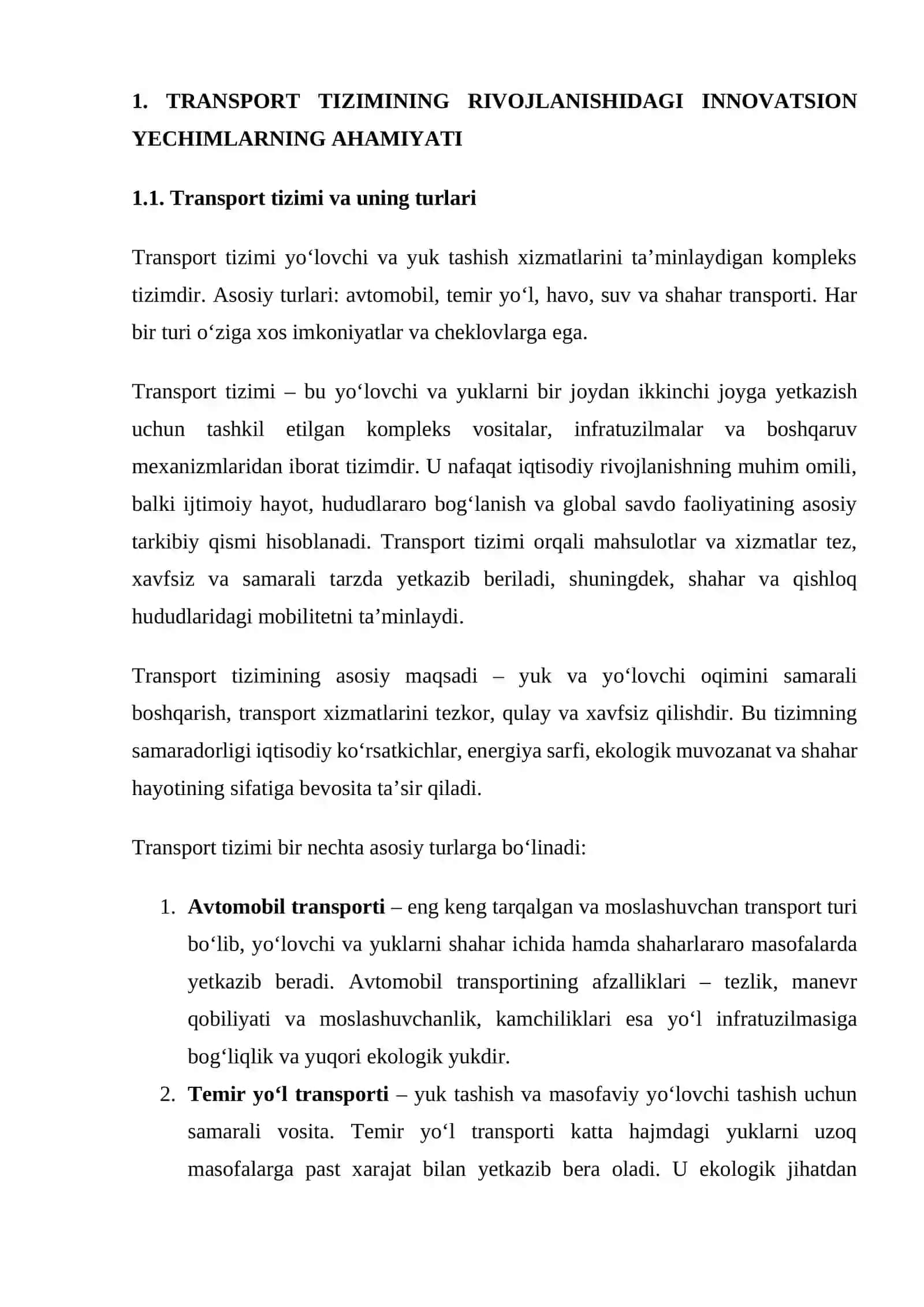 TRANSPORT TIZIMIDA INNOVATSION YECHIMLARNI QO‘LLASH IMKONIYATLARI 4