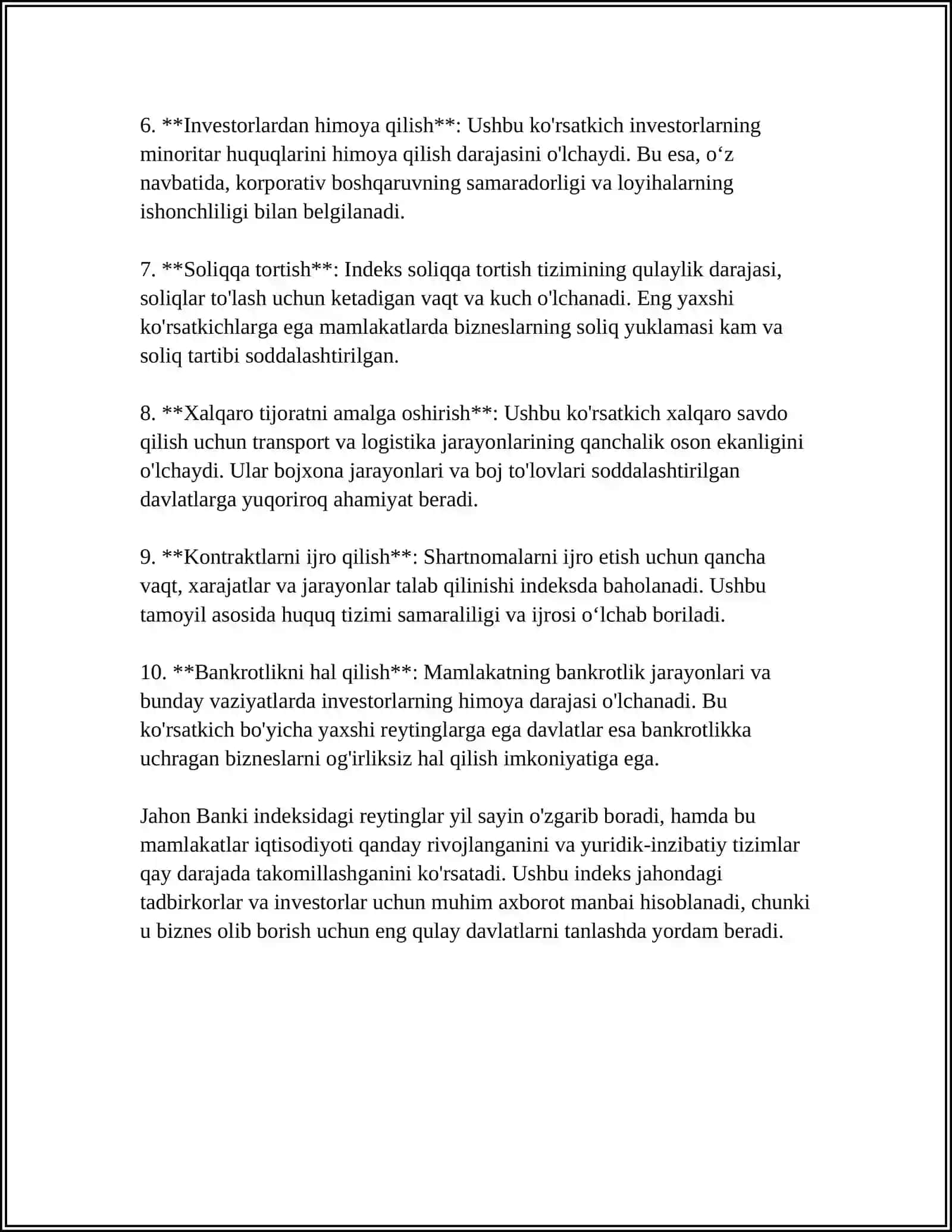IQTISODIY VA IJTIMOIY SOHADAGI USTUVOR XALQARO REYTINGLAR VA ULARGA OʻZBEKISTONNING INTEGRATSIYALASHUVI 4