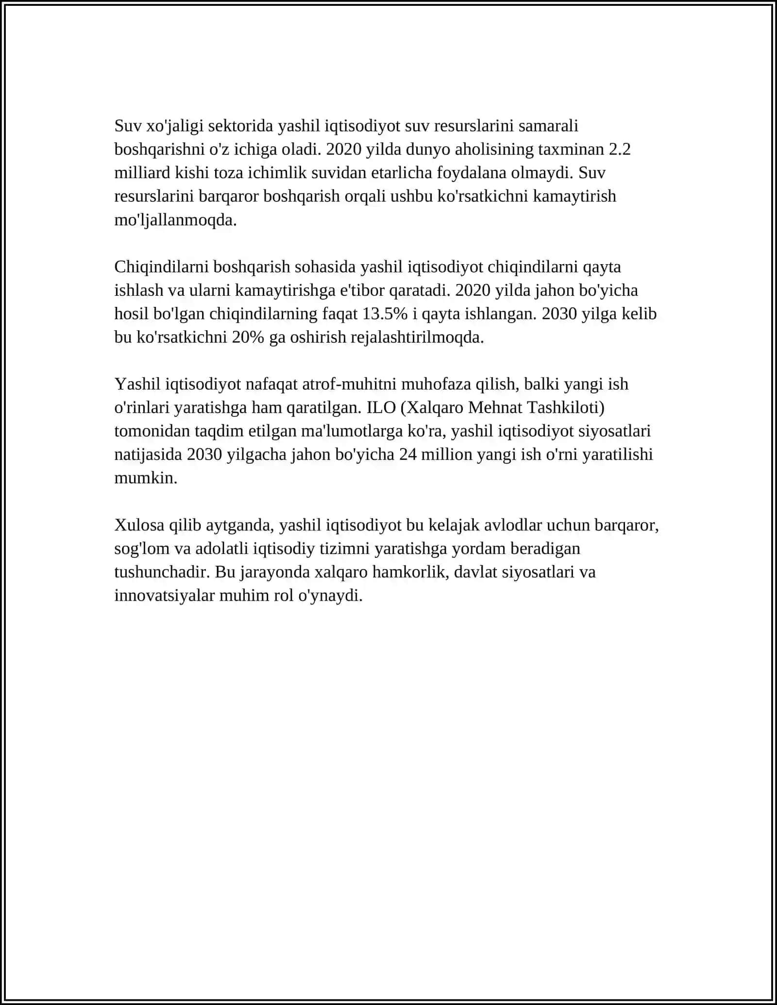YASHIL IQTISODIYOTNI RIVOJLANITIRISHDA TIKLANADIGAN ENERGIYA MANBALARINING OʻRNI 4