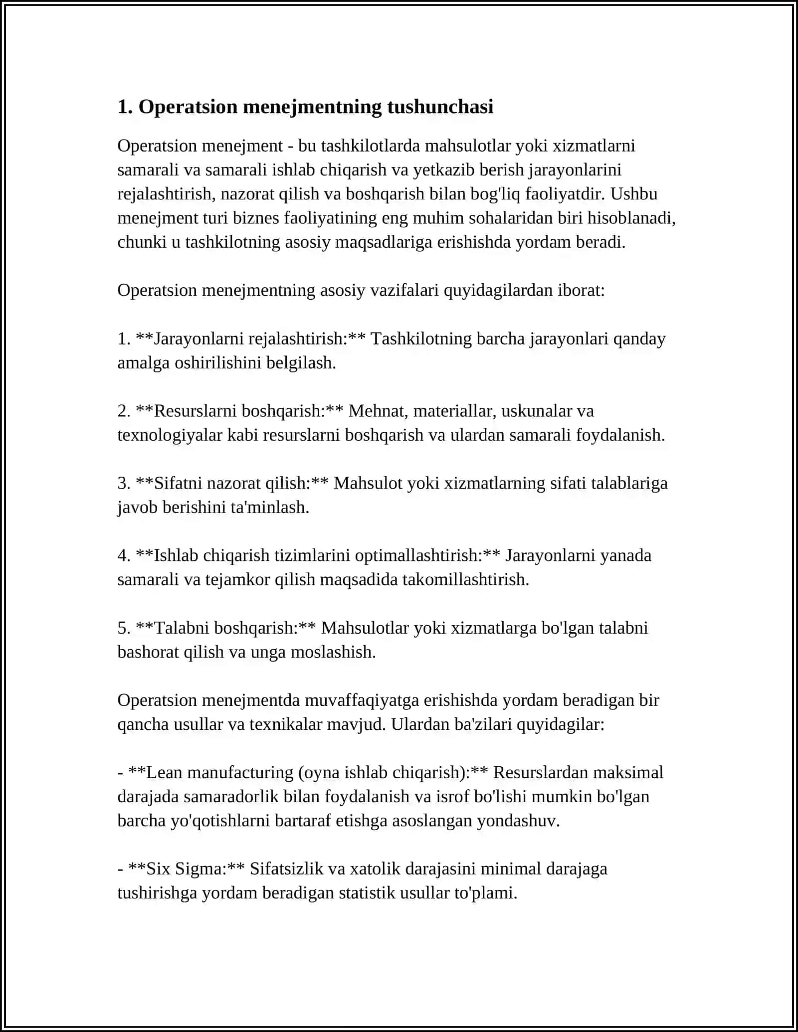 OPERTSION MENEJMENT FANINING PREDMETI, VAZIFALARI VA MAZMUNI 4