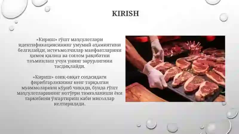 Go'sht va go'sht mahsulotlarini identifikatsiya qilish va soxtalashtirish 4