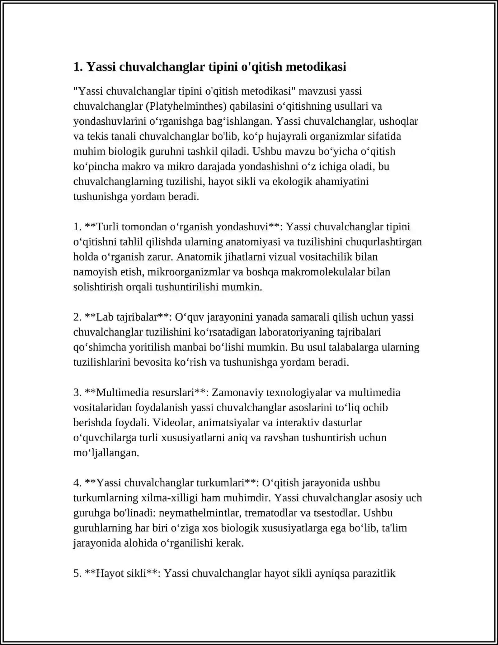 TABIATSHUNOSLIK FANIDA ZOOLOGIYA OQITISH METODIKASI XUSUSIY MASALALARI 4