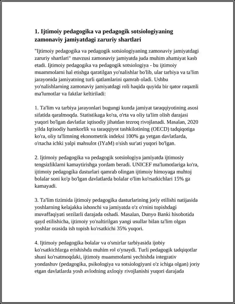 IJTIMOIY PEDAGOGIKA VA PEDAGOGIK SOTSIOLOGIYAGA EHTIYOJ VA ZAMONAVIY JAMIYAT RIVOJINING ZARURIY SHARTLARI 4