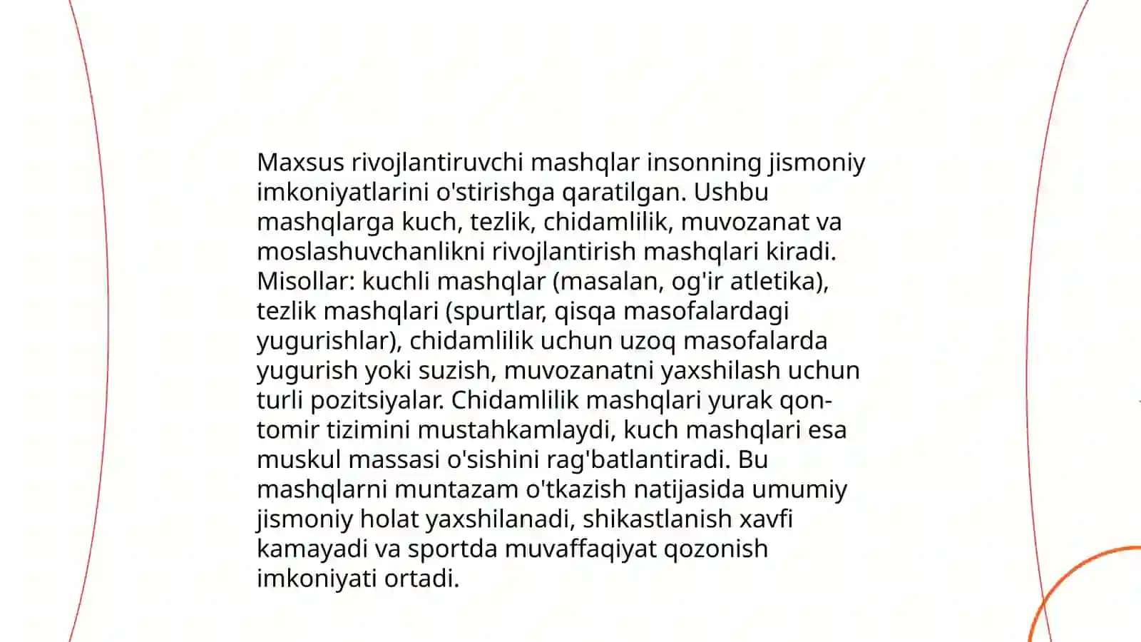 Umumrivojlantiruvchi va maxsus rivojlantiruvchi mashqlarni o‘rgatish metodikasi 4