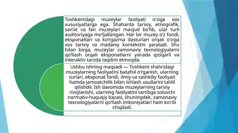 Toshkent shahrida joylashgan muzeylar faoliyati 4