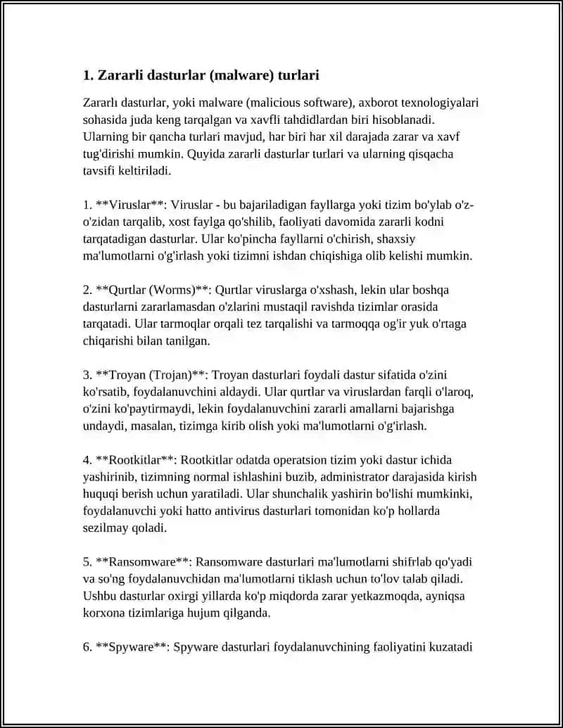TARMOQDAGI ZARARLI DASTURLAR (MALWARE) VA ULARGA QARSHI KURASHISH USULLARI 4